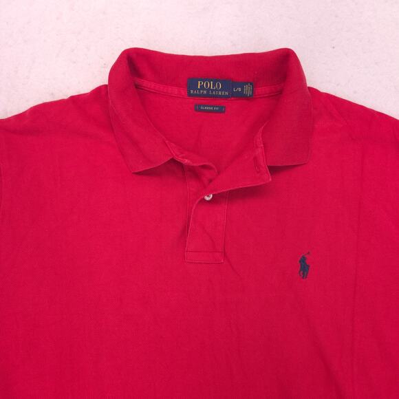 Polo Ralph Lauren Classic Fit Collared Short Sleeve Polo Shirt Mens L Red - Picture 1 of 9